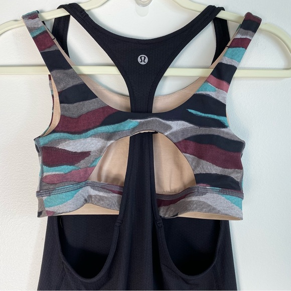 Lululemon All Sport Support Tank w/ Built In Bra Black Camo Multi Size 2 Purple - Picture 7 of 8